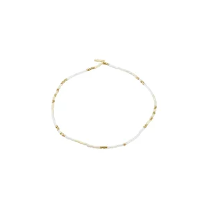 ALISON ankle chain white, gold-plated